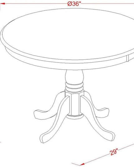East West Furniture Antique 3 Piece Modern Dining Set Contains a Round Kitchen Table with Pedestal and 2 Dark Khaki Linen Fabric Upholstered Chairs, 36x36 Inch, Mahogany - LeafyLoom
