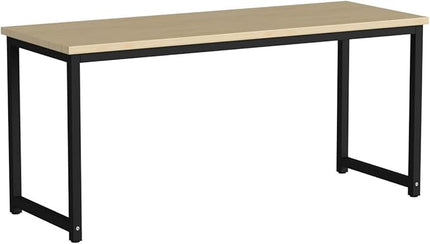 Tribesigns Computer Desk, Large Office Desk Computer Table Study Writing Desk for Home Office, Walnut + Black Leg, 63 X 23.6 inch - LeafyLoom