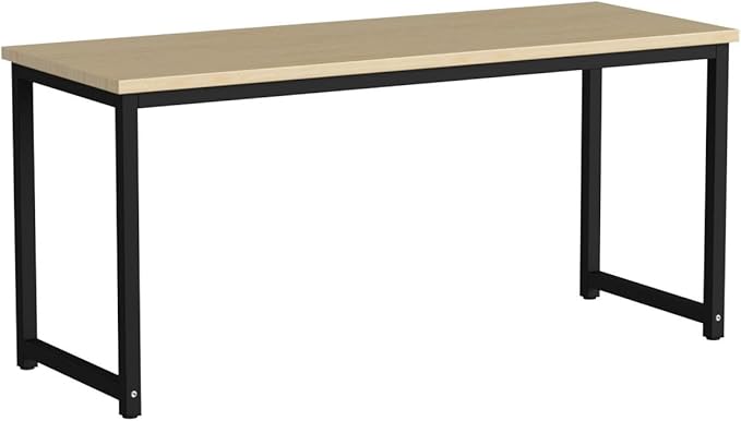 Tribesigns Computer Desk, Large Office Desk Computer Table Study Writing Desk for Home Office, Walnut + Black Leg, 63 X 23.6 inch - LeafyLoom