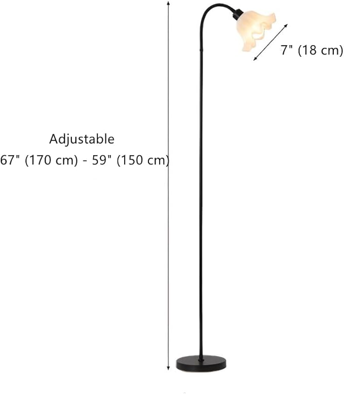 OTTOSON Modern Floor Lamp 1-Light Flower Standing Lamp Iron Freestanding Light Cute Floral Lamp Arc Tall Lamp with Acrylic Shade for Living Room Corner Bedroom Kids Room Office, Black - LeafyLoom