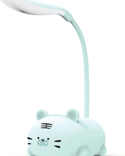 Kids Lamp, Cute LED Desk Lamp for Kids, Mini Animal Night Light, USB Rechargeable Flexible Cartoon Lamp Eye-Care Lighting for Bedroom (Tiger G, Blue) - LeafyLoom