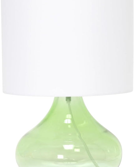 Simple Designs LT2063-GRW Glass Raindrop Table Lamp with Fabric Shade, Green with White Shade - LeafyLoom
