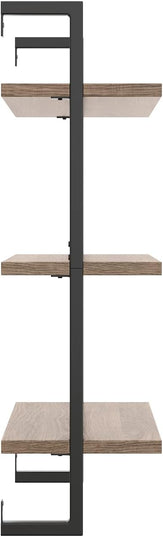 Nathan James Theo 3-Shelf Small Bookcase, Floating Wall Mount Bookshelf with Wood and Industrial Pipe/Metal Frame, Rustic Oak/Matte Black - LeafyLoom