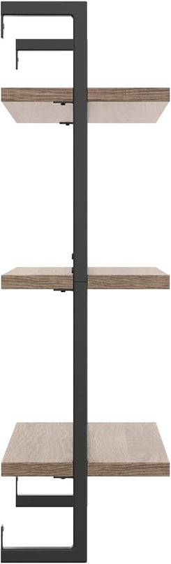 Nathan James Theo 3-Shelf Small Bookcase, Floating Wall Mount Bookshelf with Wood and Industrial Pipe/Metal Frame, Rustic Oak/Matte Black - LeafyLoom