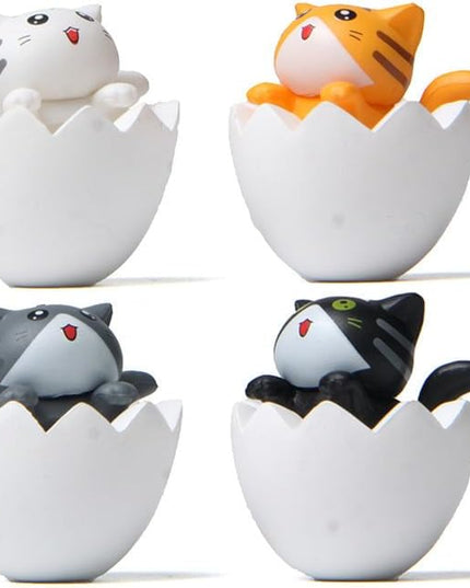 Cute and Compact Office Desk Decorations Cat in Eggshell Desk Ornament Shelf Decor Home Decor Bookshelf Decorative Objects Tabletop Decor - LeafyLoom