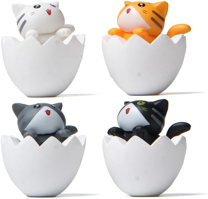 Cute and Compact Office Desk Decorations Cat in Eggshell Desk Ornament Shelf Decor Home Decor Bookshelf Decorative Objects Tabletop Decor - LeafyLoom