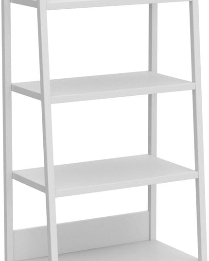 IOTXY 4 Tier Open Bookshelf - Steel and Wood Display Stand, 50CM Width Floor-Standing Bookcase, White - LeafyLoom