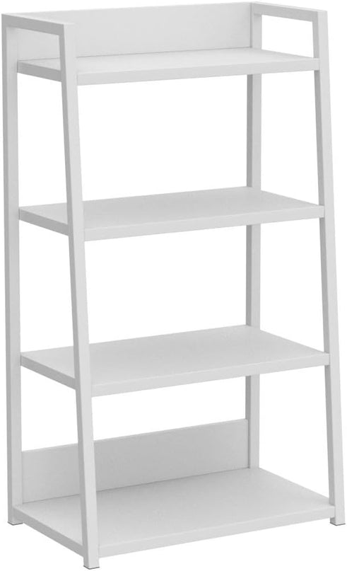 IOTXY 4 Tier Open Bookshelf - Steel and Wood Display Stand, 50CM Width Floor-Standing Bookcase, White - LeafyLoom