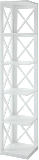 Convenience Concepts Oxford 5 Tier Corner Bookcase, White - LeafyLoom
