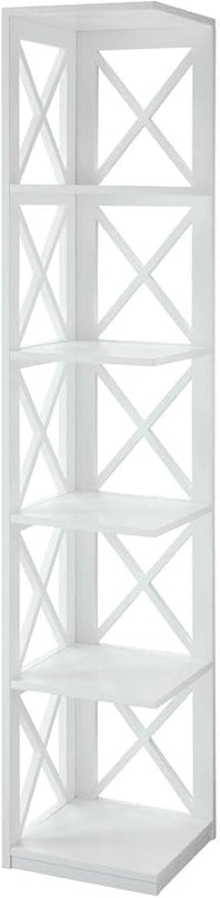 Convenience Concepts Oxford 5 Tier Corner Bookcase, White - LeafyLoom