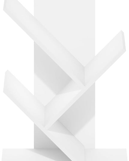 Furinno Tree Bookshelf 3-Tier Floor Standing Tree Bookcase, White - LeafyLoom