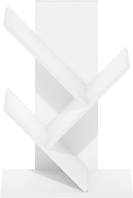 Furinno Tree Bookshelf 3-Tier Floor Standing Tree Bookcase, White - LeafyLoom