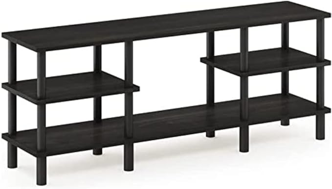 Furinno Turn-N-Tube 3-Tier Multipurpose Wide Shelf TV Stand, Espresso/Black - LeafyLoom