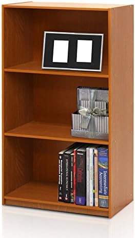 Furinno Basic 3-Tier Bookcase Storage Shelves, Light Cherry - LeafyLoom