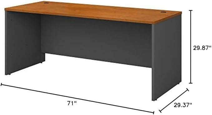 Bush Business Furniture Series C 72W Office Desk in Natural Cherry, Large Computer Table for Home and Professional Workplace - LeafyLoom