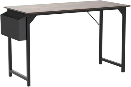 Computer Desk Home Office Desk 55 Inch Writing Desks Small Space Desk Study Table Modern Simple Style Work Table with Storage Bag Headphone Hook Wooden Tabletop Metal Frame for Home, Bedroom - LeafyLoom