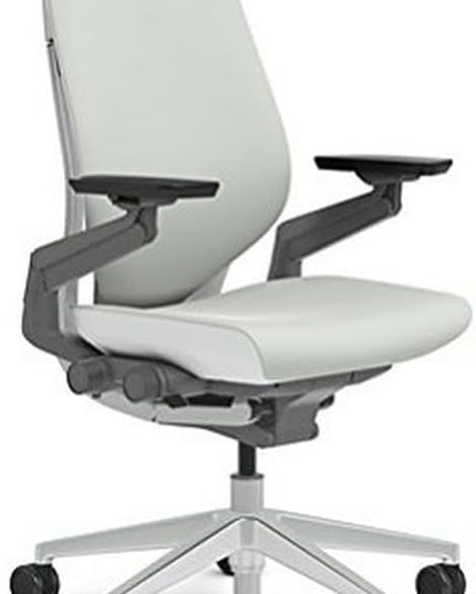 Steelcase Gesture Office Chair - Ergonomic Work Chair with Wheels for Carpet - Comfortable Office Chair - Intuitive-to-Adjust Chairs for Desk - 360-Degree Arms - Nickel Gray Fabric - LeafyLoom