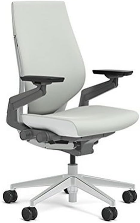 Steelcase Gesture Office Chair - Ergonomic Work Chair with Wheels for Carpet - Comfortable Office Chair - Intuitive-to-Adjust Chairs for Desk - 360-Degree Arms - Nickel Gray Fabric - LeafyLoom