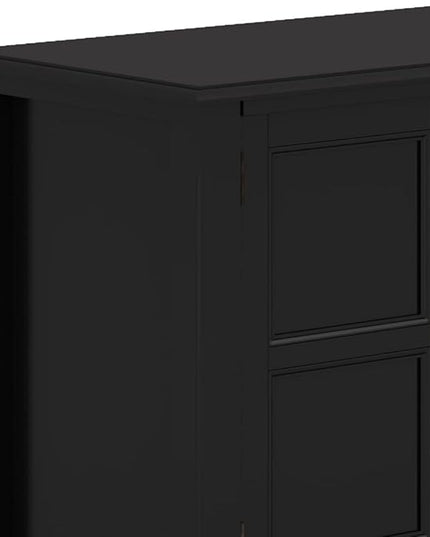 SIMPLIHOME Burlington SOLID WOOD 72 Inch Wide Transitional TV Media Stand in Black for TVs up to 80 Inches, For the Living Room and Entertainment Center - LeafyLoom