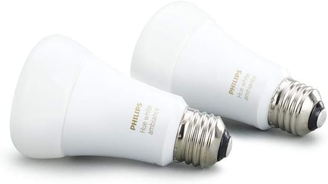 Philips Hue 2-Pack White Ambiance 60W Equivalent Dimmable LED Smart Bulb (Works with Alexa Apple Homekit and Google Assistant), 2 Bulbs (453092) Philips