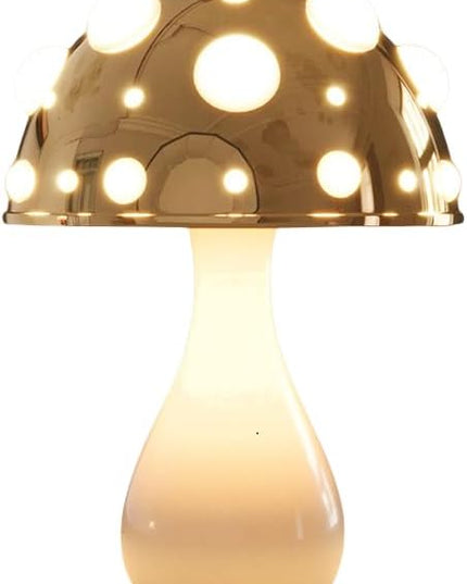 Juodke Omushroom Desk Lamp, LED 3 Colors Dimmable Mushroom Cloud Decor Lamp, Aesthetic Room Decor Ambient Glowshroom Lamp, for Bedroom, Living Room, Office (Bulb Included) (Gold) - LeafyLoom