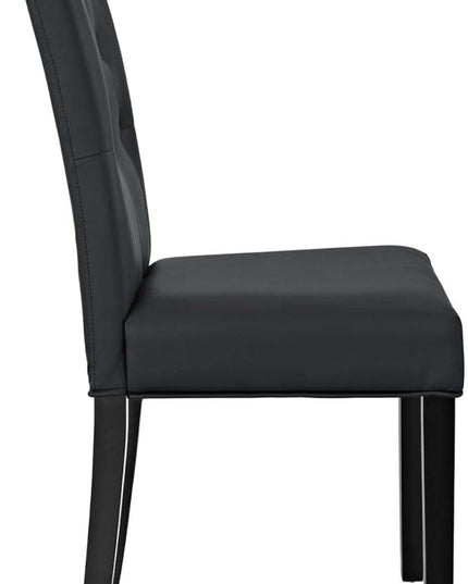 Modway Confer Modern Tufted Faux Leather Upholstered Parsons Four Dining Chairs in Black - LeafyLoom