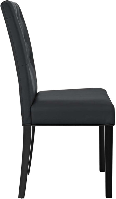 Modway Confer Modern Tufted Faux Leather Upholstered Parsons Four Dining Chairs in Black - LeafyLoom
