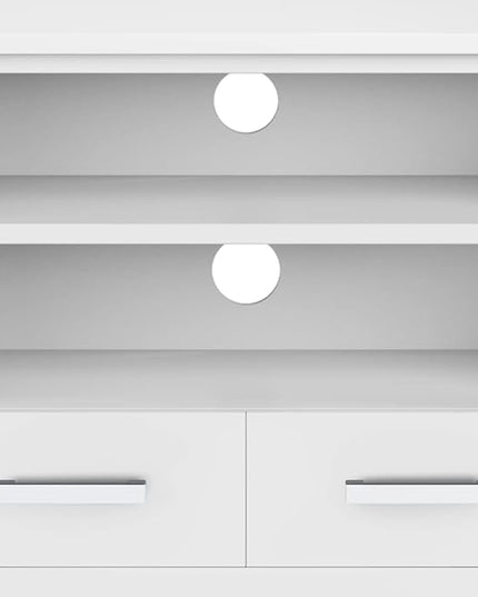 SIMPLIHOME Kitchener SOLID WOOD 60 Inch Wide Contemporary TV Media Stand in White for TVs up to 65 Inches, For the Living Room and Entertainment Center - LeafyLoom