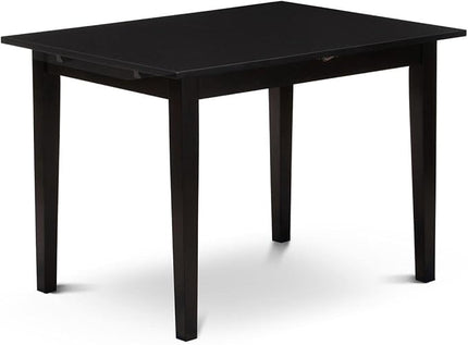 East West Furniture Norfolk Kitchen Rectangle Dining Table Top with Butterfly Leaf, 32x54 Inch, Nft-blk-t - LeafyLoom