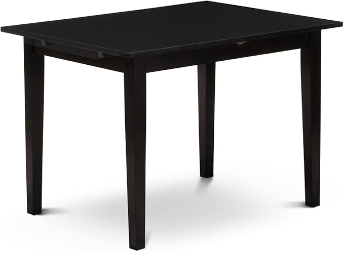 East West Furniture Norfolk Kitchen Rectangle Dining Table Top with Butterfly Leaf, 32x54 Inch, Nft-blk-t - LeafyLoom