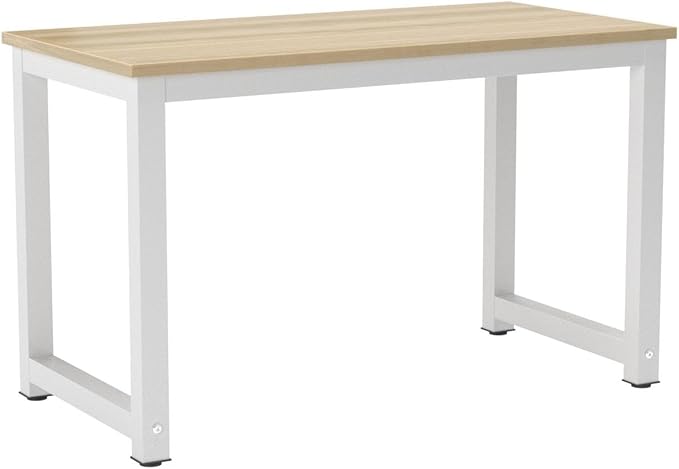 Tribesigns Computer Desk, 47 inch Modern Simple Office Desk Computer Table Study Writing Desk for Home Office, Light Walnut - LeafyLoom