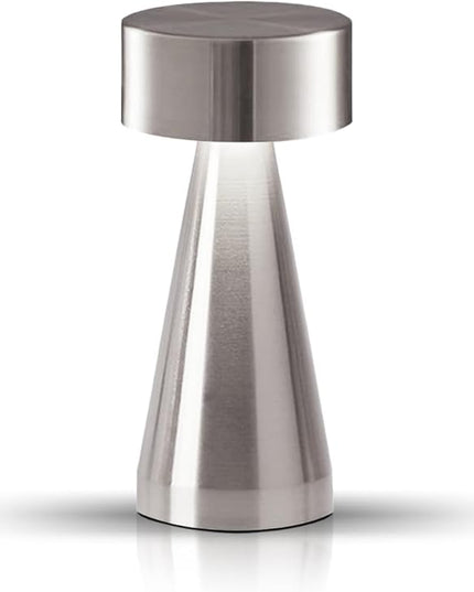 Portable Metal Desk Lamp, Cordless LED Table Lamp,3 Color Touch Control Rechargeable Lamp,3-Levels Brightness Room Decor Desk Lamp,Bedside Lamp,Night Light, Dining Room Lamp (Silver) - LeafyLoom