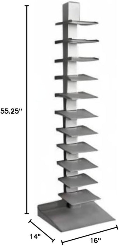 SEI Furniture 11- shelf Metal Spine Book Tower, Silver - LeafyLoom