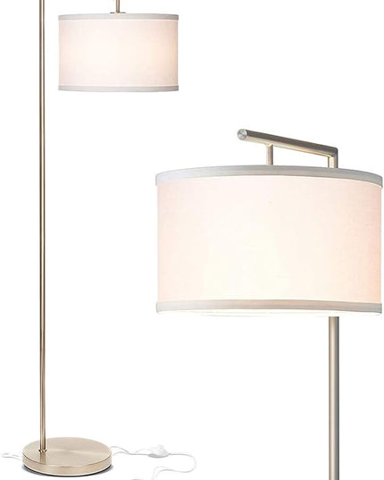 Brightech Montage Modern Floor lamp, LED Floor Lamp for Living Rooms & Offices - Tall Standing Lamp for Bedroom Reading - Corner Pole Lamp for Contemporary Home Decor - Satin Nickel - LeafyLoom