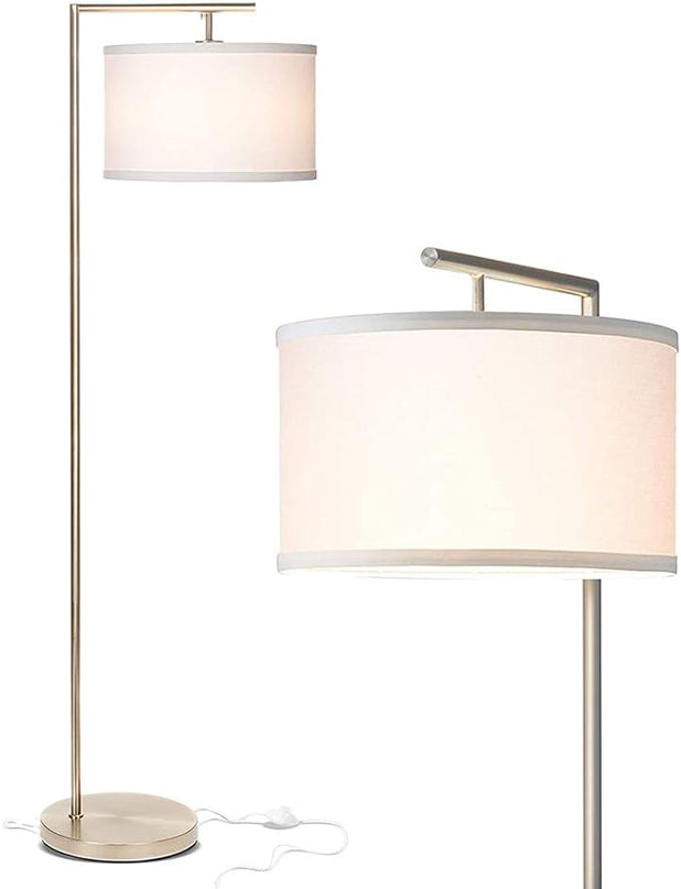 Brightech Montage Modern Floor lamp, LED Floor Lamp for Living Rooms & Offices - Tall Standing Lamp for Bedroom Reading - Corner Pole Lamp for Contemporary Home Decor - Satin Nickel - LeafyLoom