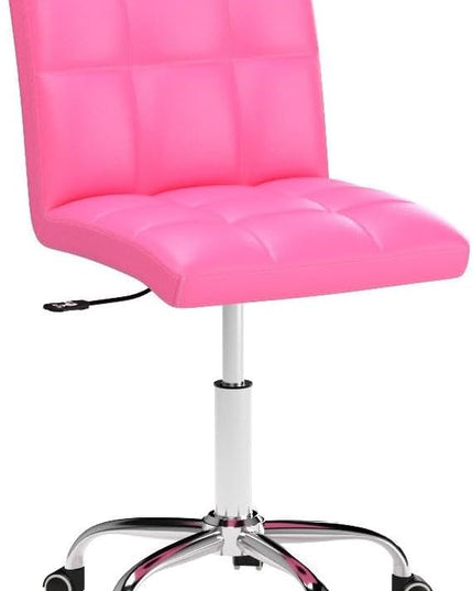 360° Office Desk Chair,PU Adjustable Rolling Task Chair with Backrest for Barber,Office,Home, Computer,360° Swivel,Armless (pink) - LeafyLoom