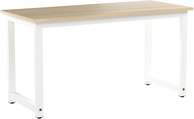 Tribesigns Modern Computer Desk, 55 inch Large Office Desk Computer Table Study Writing Desk for Home Office, Walnut + White Leg - LeafyLoom