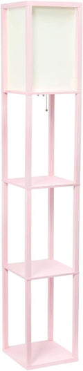 Simple Designs LF1014-LPK Etagere Organizer Storage Shelf Linen Shade Floor Lamp, Light Pink - LeafyLoom