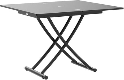 Multifunctional Lift Top Coffee Table Convertible to Folding Dining Table Space Saving Adjustable Height Rectangular Modern Coffee Table Wooden Top with Metal Legs, Black - LeafyLoom