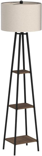 Floor Lamp, Standing Reading Light with Shelves and Fabric Shade, Modern Tall Pole Lamp, Accent Furniture Décor Lighting for Living Room, Bedrooms - LeafyLoom