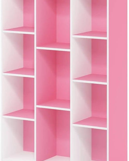 Furinno Luder Bookcase / Book / Storage , 11-Cube, White/Pink - LeafyLoom