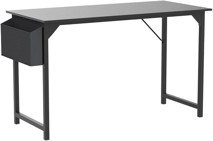 Computer Desk Home Office Desk 47 Inch Writing Desks Small Space Desk Study Table Modern Simple Style Work Table Student Desk PC Table with Storage Bag Headphone Hook Metal Frame for Home, Bedroom - LeafyLoom