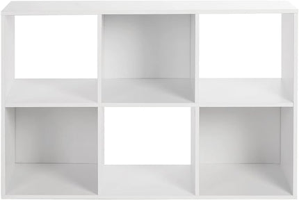 PATHIRA US Wooden Storage Bookcase 6-Cube, Fits 11 Inch Storage Bin, Modular Bookshelf Square Cabinet Organizer, Display Cube Shelves Compartments, White - LeafyLoom