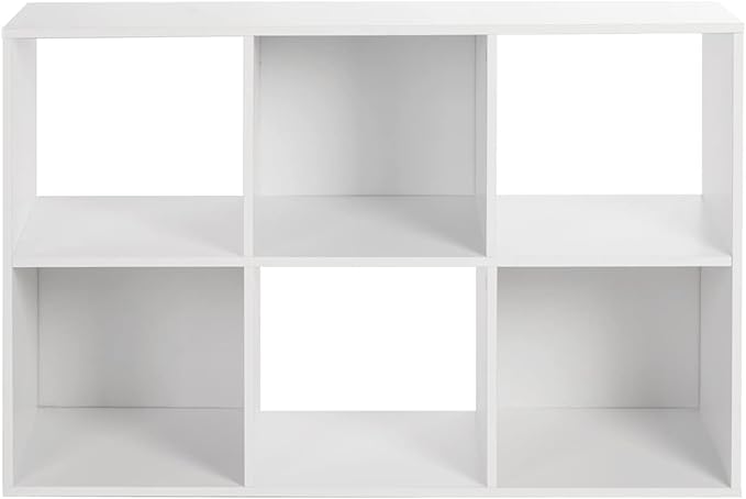 PATHIRA US Wooden Storage Bookcase 6-Cube, Fits 11 Inch Storage Bin, Modular Bookshelf Square Cabinet Organizer, Display Cube Shelves Compartments, White - LeafyLoom