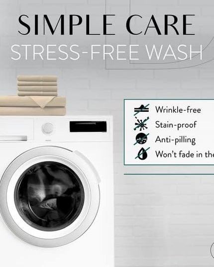 Danjor Linens King Size Sheets Set - 6 Piece Set Including 4 Pillowcases - Deep Pockets - Breathable, Soft Bed Sheets - Wrinkle Free - Machine Washable - Taupe King Bed Sheets - 6 pc - LeafyLoom