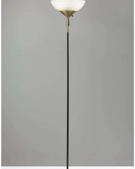 Adesso 5007-01 Noah 300 Watt Torchiere, 71 in., 2 x 150W, Black w/Antique Brass, 1 Floor Lamp - LeafyLoom