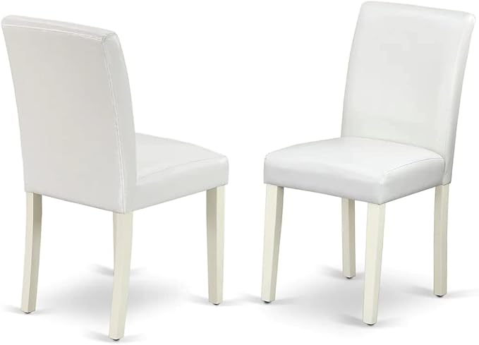 East West Furniture 1NDAB3-LWH-64 3 Piece Kitchen Set Contains a Rectangle Room Table with Dropleaf and 2 White Faux Leather Parsons Dining Chairs, 30x48 Inch - LeafyLoom