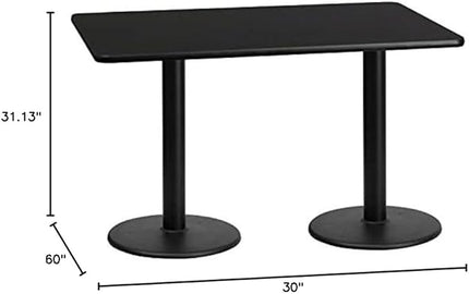 Flash Furniture 30'' x 60'' Rectangular Black Laminate Table Top with 18'' Round Table Height Bases - LeafyLoom