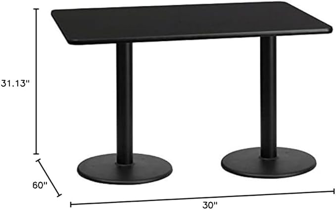 Flash Furniture 30'' x 60'' Rectangular Black Laminate Table Top with 18'' Round Table Height Bases - LeafyLoom