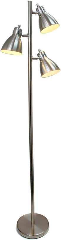 Simple Designs LF2007-BSN Metal 3 Light Tree Floor Lamp, Brushed Nickel - LeafyLoom